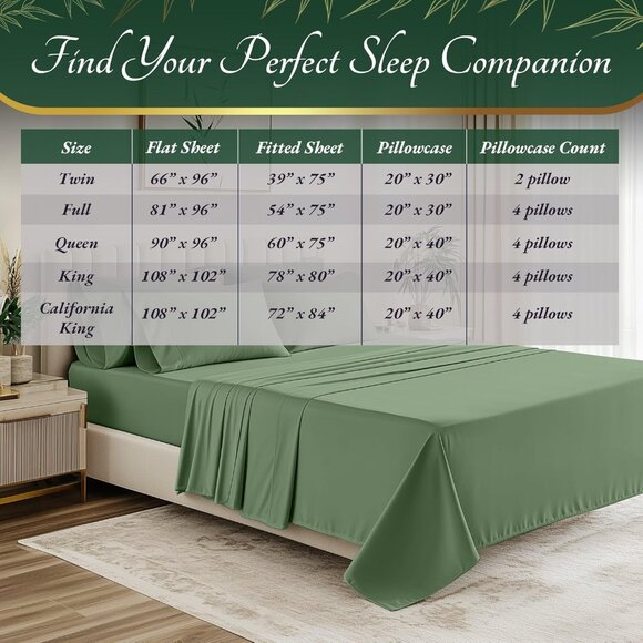 5- NIB Bamboo Sheets KingSize 6 pcs-Ultra Soft & Luxuriously Cooling, 17" Deep - Picture 8 of 8